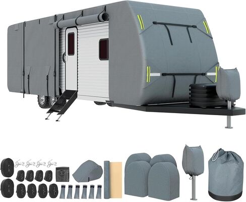 تغطية RV Travel Trailer RV 30-33 قدمًا ، و 7 طبقات ترقية غطاء العربة العلوي ، والسيارات الثقيلة يغطي الأغطية المضادة للماء ومضادة للأفريقيا أغطية السفر in Saudi Arabia