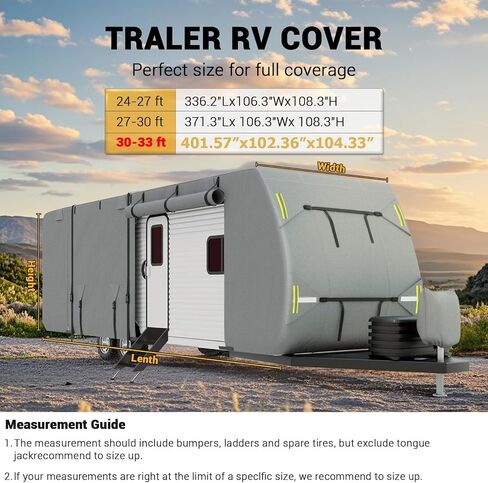تغطية RV Travel Trailer RV 30-33 قدمًا ، و 7 طبقات ترقية غطاء العربة العلوي ، والسيارات الثقيلة يغطي الأغطية المضادة للماء ومضادة للأفريقيا أغطية السفر in Saudi Arabia