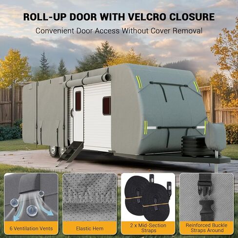 تغطية RV Travel Trailer RV 30-33 قدمًا ، و 7 طبقات ترقية غطاء العربة العلوي ، والسيارات الثقيلة يغطي الأغطية المضادة للماء ومضادة للأفريقيا أغطية السفر in Saudi Arabia