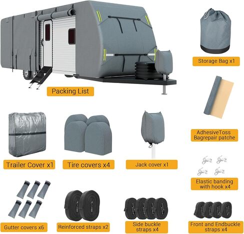 تغطية RV Travel Trailer RV 30-33 قدمًا ، و 7 طبقات ترقية غطاء العربة العلوي ، والسيارات الثقيلة يغطي الأغطية المضادة للماء ومضادة للأفريقيا أغطية السفر in Saudi Arabia