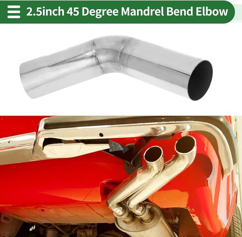 Motoforti 2.75" OD 45 Degree Mandrel Exhaust Tube Car Exhaust Pipe Mandrel Bend DIY Custom Tubing Pipe 5.91" Leg Length T304 Stainless Steel Silver Tone in Saudi Arabia