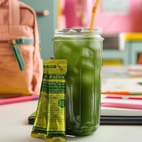 Golden Aojiru Original - Parley Barley Green Grass Powder مع ألياف غذائية غنية ، يابانيون بنسبة 100 ٪ يابانيون - جاهز للاستخدام 0.1 أوقية. (3G) حزمة فردية × 46pcs - نباتي ، غير محلي ، وخالية من الغلوتين in Saudi Arabia