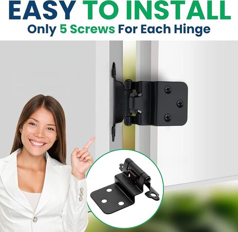20 Pcs Premium Hinges Offset 3/8 Inset Kitchen cabinets Doors Matte Black Screws Silent Soft Step in Semi Concealed Face Frame only Mount Replacement Bath Outdoor Furniture Decorative lipped in Saudi Arabia