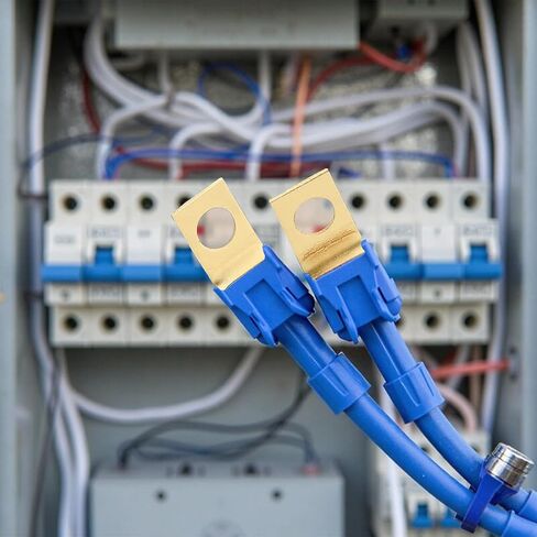 25 Pcs Solderless Quick Disconnect Connectors Spade Adapters Non Insulated Wire Connectors 1/4" Male Tab, 10 Stud Brass Copper Wire Adapters Terminal Connector Ring Crimp Electrical Supply in Kuwait