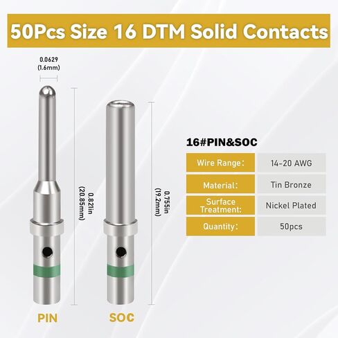 Deutsch Solid Contact Kit 200PCS Barrel Style Size 12 16 20 Male Female Terminals DT Series Pin for Deutsch Kit Crimp Termal Solid Saliin and Female Terminal for DT ، DTP ، DTM in Kuwait