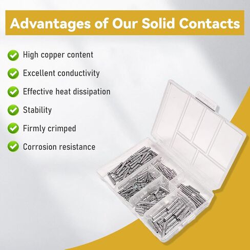 Deutsch Solid Contact Kit 200PCS Barrel Style Size 12 16 20 Male Female Terminals DT Series Pin for Deutsch Kit Crimp Termal Solid Saliin and Female Terminal for DT ، DTP ، DTM in Kuwait