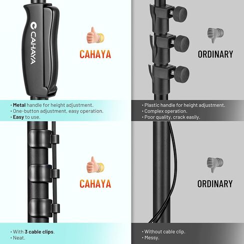 CAHAYA Mic Stand Floor Detachable - Microphone Stand Heavy Duty with Weighted Round Base Phone Holder and 2 Mic Clips Portable Mic Stands Height Adjustable 50" to 64" for Singing Performance Stage in Saudi Arabia