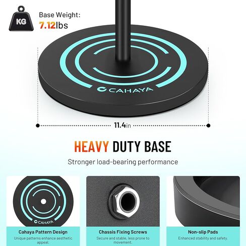CAHAYA Mic Stand Floor Detachable - Microphone Stand Heavy Duty with Weighted Round Base Phone Holder and 2 Mic Clips Portable Mic Stands Height Adjustable 50" to 64" for Singing Performance Stage in Saudi Arabia