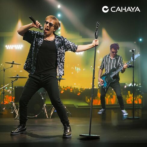CAHAYA Mic Stand Floor Detachable - Microphone Stand Heavy Duty with Weighted Round Base Phone Holder and 2 Mic Clips Portable Mic Stands Height Adjustable 50" to 64" for Singing Performance Stage in Saudi Arabia