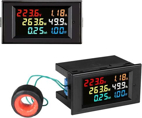 6IN1 Panel Meter LCD Voltmeter Ammeter Multi-Function Digital Display D69-2058 Energy Power Factor 1Pcs(AC40-300V) in Saudi Arabia