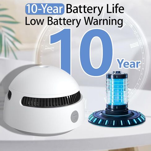 Mini Smoke Detector, Smoke Alarm & Fire Alarm Detector 10 Year Battery Operated with Photoelectric Sensor and Silence Button, Home Use (6 Pack) in Saudi Arabia