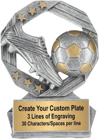 Decade Awards Hexa Star Soccer Trophy - Custom Engraved Soccer Ball Striker Award - Celebrate Every Goal, Block, Shot or Pass - Youth or Team Soccer Trophy - Customize Now (4.75 Inch) in Saudi Arabia