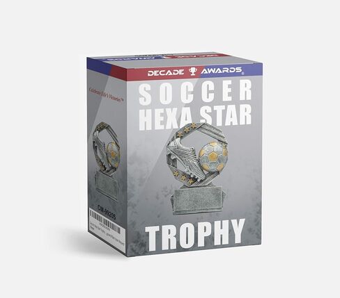 Decade Awards Hexa Star Soccer Trophy - Custom Engraved Soccer Ball Striker Award - Celebrate Every Goal, Block, Shot or Pass - Youth or Team Soccer Trophy - Customize Now (4.75 Inch) in Saudi Arabia