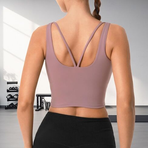 Longline Sports Bras for Women ، Criss Cross Back قابلة للتعديل للتشغيل الجريري الرياضي لليوغا محصول الخزان in Saudi Arabia