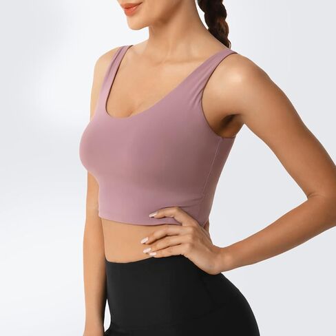 Longline Sports Bras for Women ، Criss Cross Back قابلة للتعديل للتشغيل الجريري الرياضي لليوغا محصول الخزان in Saudi Arabia