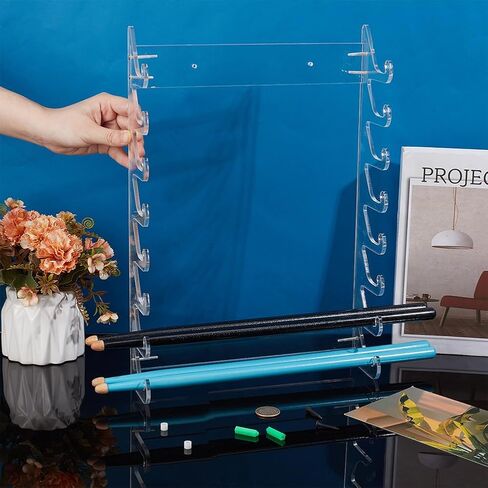 OLYCRAFT Acrylic Drum Stick Holder for 8 Pair Drumstick Display Stand Clear Drumstick Organizer Holder Wall Mounted Stick Holders for Drum Set Wands and Lightsabers Display-10.5x1.8 Inch in Saudi Arabia