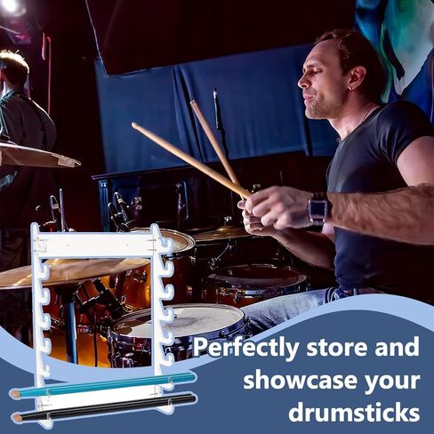 OLYCRAFT Acrylic Drum Stick Holder for 8 Pair Drumstick Display Stand Clear Drumstick Organizer Holder Wall Mounted Stick Holders for Drum Set Wands and Lightsabers Display-10.5x1.8 Inch in Saudi Arabia
