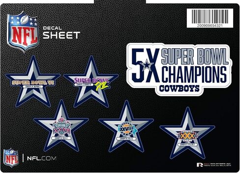 RICO Industries NFL Football Dallas Cowboys Champ 5 Pack Secal Sheet 6 "X .25" in Saudi Arabia
