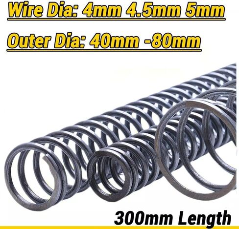 2Pcs Compression Spring 40-80mm OD, 4-5mm Wire Diameter, 300mm Length - Heavy Duty Spring Steel(5.0 x 80) in Saudi Arabia