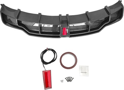 Ikon Motorsports ، الشفاه الخلفية المتوافقة مع 2017-2023 Tesla Model 3 Sedan 4-Door ، Black Ikon Style Pp Lower Protector Lip مع LAMP ، 2018 2019 2020 2021 2022 in Saudi Arabia