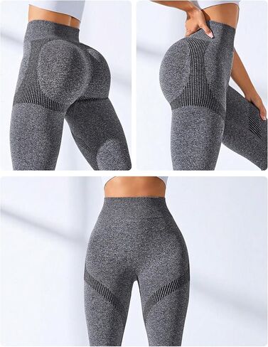 Womens High Waist Textured Seamless Leggings Butt Lifting Compression Yoga Pants for Gym Running and Fitness in Saudi Arabia