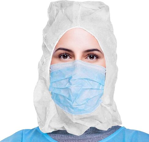 EZGOODZ White Disposable Hood Caps One Size. Pack of 1000 Disposable Bouffant Hoods. 18 GSM Polypropylene Disposable Hoods with Elastic Band. Well-Ventilated Protective Caps Hoods Hairnets Unisex in Saudi Arabia