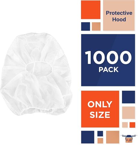 EZGOODZ White Disposable Hood Caps One Size. Pack of 1000 Disposable Bouffant Hoods. 18 GSM Polypropylene Disposable Hoods with Elastic Band. Well-Ventilated Protective Caps Hoods Hairnets Unisex in Saudi Arabia