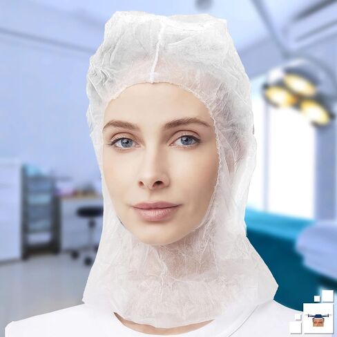 EZGOODZ White Disposable Hood Caps One Size. Pack of 1000 Disposable Bouffant Hoods. 18 GSM Polypropylene Disposable Hoods with Elastic Band. Well-Ventilated Protective Caps Hoods Hairnets Unisex in Saudi Arabia