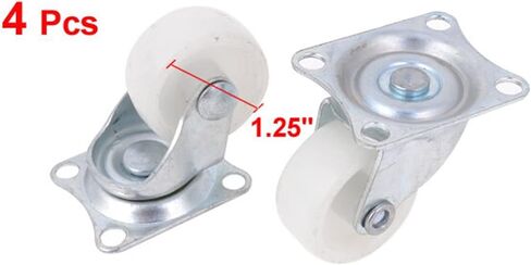 4pcs أبيض 1.25 بوصة عجلات واحدة من عجلات الخدمة دوار دوار لوحة البلاستيك أعلى لوحة تحرك مرنة in Saudi Arabia