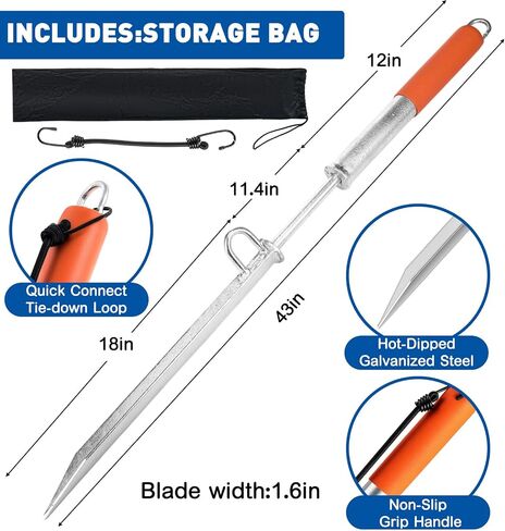2 Pack Sand Spike Boat Anchor Pole for Boats Pontoon Kayak Boating, Up to 43' Shore Spike for Shallow Water Shore, Sandbar, Land with Storage Bag in Saudi Arabia