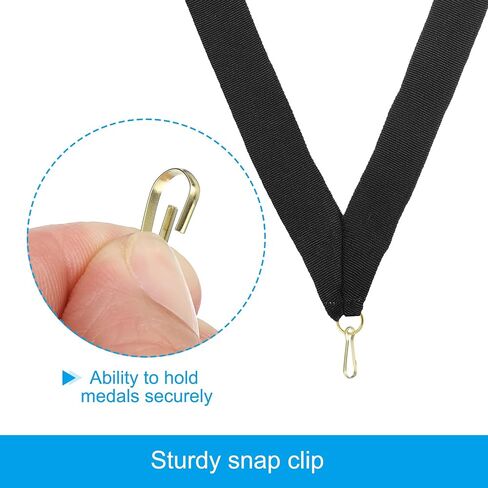 يمنح شرائط الرقبة مع مقاطع SNAP ، 10 PCS Polyester Medal Lanyards Ribbon للمسابقات الاجتماعات الرياضية ، Black in Saudi Arabia