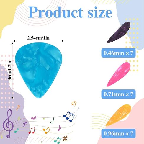 21 Pcs Guitar Picks, Bass Picks, Variety Colorful Celluloid Plectrums, Thin, Medium & Heavy 3 Different Thickness For Electric Acoustic Guitars Bass Ukulele in Saudi Arabia