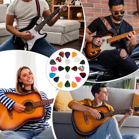 21 Pcs Guitar Picks, Bass Picks, Variety Colorful Celluloid Plectrums, Thin, Medium & Heavy 3 Different Thickness For Electric Acoustic Guitars Bass Ukulele in Saudi Arabia