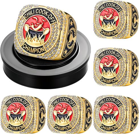 6 مجموعات من بطولة الصيد جائزة Ring Ring Ring Gold Ring مع سلسلة رقبة العرض والوقوف هدية كبيرة من الجوائز باس الفم للمسابقات في بطولات الصيد ، الحجم 11 in Kuwait