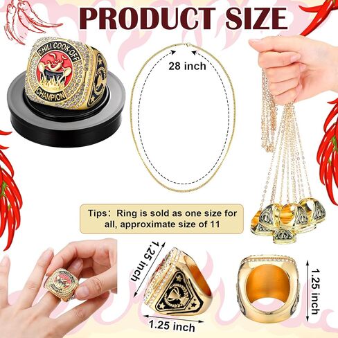 6 مجموعات من بطولة الصيد جائزة Ring Ring Ring Gold Ring مع سلسلة رقبة العرض والوقوف هدية كبيرة من الجوائز باس الفم للمسابقات في بطولات الصيد ، الحجم 11 in Kuwait