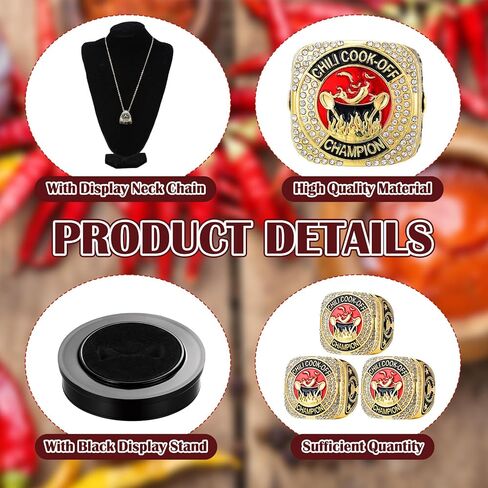 6 مجموعات من بطولة الصيد جائزة Ring Ring Ring Gold Ring مع سلسلة رقبة العرض والوقوف هدية كبيرة من الجوائز باس الفم للمسابقات في بطولات الصيد ، الحجم 11 in Kuwait