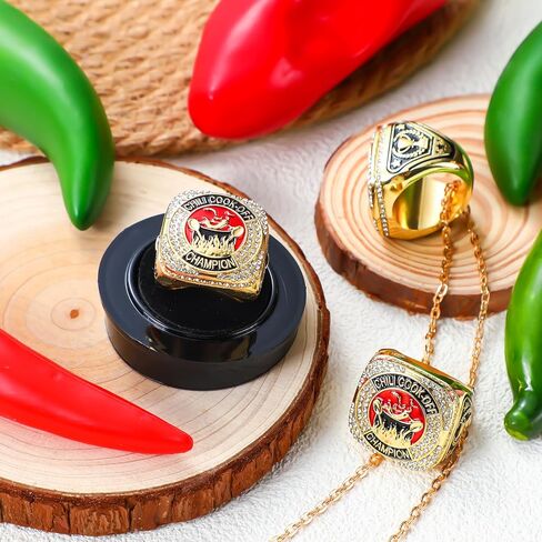 6 مجموعات من بطولة الصيد جائزة Ring Ring Ring Gold Ring مع سلسلة رقبة العرض والوقوف هدية كبيرة من الجوائز باس الفم للمسابقات في بطولات الصيد ، الحجم 11 in Kuwait