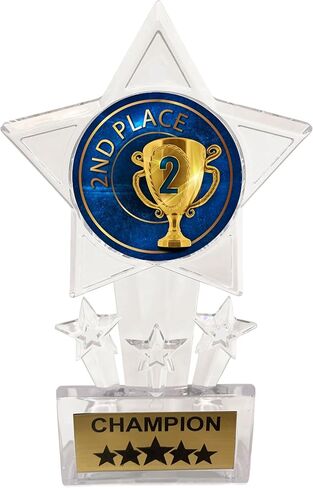 ميداليات صريحة 6.5 بوصة واضحة أكريليك ستار ستار 2nd بطل الكأس جائزة جائزة جوائز جوائز جوائز الجوائز الثانية (حزمة 1) in Kuwait