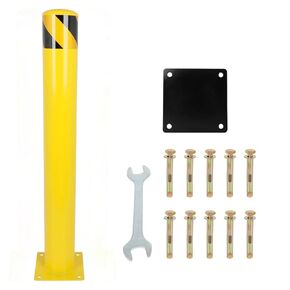 Safety Bollard, 36 Inches Height Steel Bollard Post, 4.5 Inches Diameter Steel Pipe, Steel Safety Bollard with 6 Anchor Bolts, Ideal for Traffic-Sensitive Area in Saudi Arabia