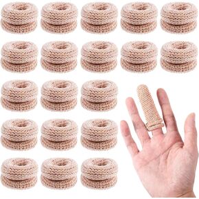 20Pcs Fingertip Bandages, Cotton Finger Cots, Breathable Elastic Finger Gloves, Reusable Thumb Gloves Protectors Dressing Gauze Skin Color Bandages for Garden Kitchen Sculpture Thumb Sprains in Kuwait