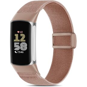 Magnetic Stretchy Nylon Compatible with Fitbit Charge 6 Bands/Fitbit Charge 5 Bands, Elastic Fabric Sport Adjustable Wristband Strap for Charge 5/6 Smartwatch Women Men in Kuwait