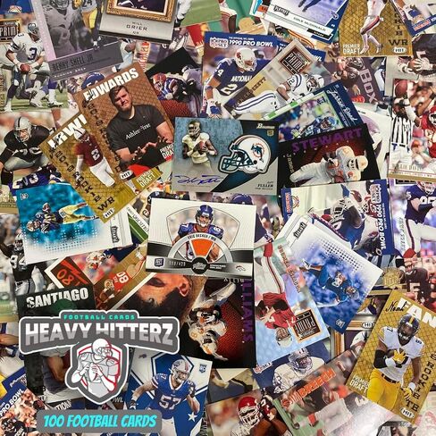 NFL Football Trading Cards Box - 100 بطاقة كرة قدم. يتضمن 2 بطاقات اتحاد كرة القدم الأميركي ، جيرسي ، أو بقايا في كل صندوق! مجموعة بداية مثالية! in Saudi Arabia