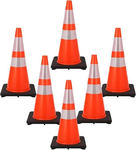 Safety Traffic Cone 28 Inch 6 Pack - Road Safety Cones Traffic Safety Equipment Heavy Duty Traffic Cones, Ideal for Construction Sites, Highly Visible in Low Light Conditions12 in Saudi Arabia