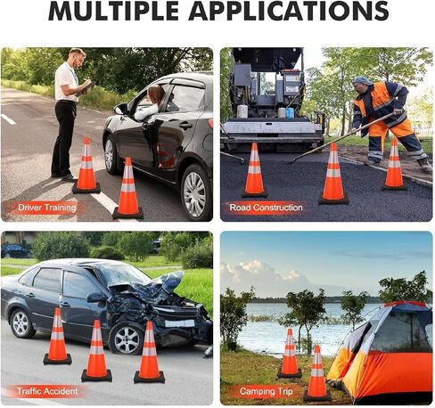 Safety Traffic Cone 28 Inch 6 Pack - Road Safety Cones Traffic Safety Equipment Heavy Duty Traffic Cones, Ideal for Construction Sites, Highly Visible in Low Light Conditions12 in Saudi Arabia