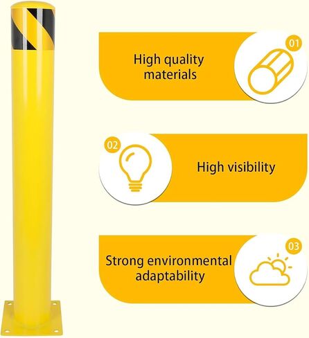 Safety Bollard, 36 Inches Height Steel Bollard Post, 4.5 Inches Diameter Steel Pipe, Steel Safety Bollard with 6 Anchor Bolts, Ideal for Traffic-Sensitive Area in Saudi Arabia