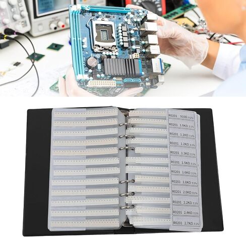 0201 0R-10M SMD Resistor Kit, 170 Values X 50pcs Each 1% Accuracy SMD Resistor Sample Book, SMD Resistor Assortment Folder for Electronic Components in Saudi Arabia