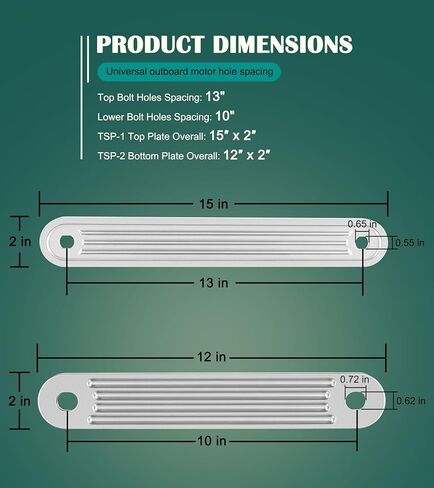 لوحات دعم TSP-1 و TSP-2DP مجموعة نوبات لثبات الترباس العليا القياسية 15 "× 2" وفتحات الترباس السفلية القياسية 12 "× 2" ، 3/8 "سبيكة السمك الألومنيوم in Saudi Arabia