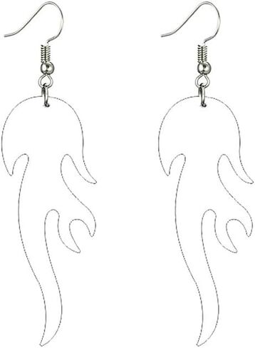 Heart Flame Fire Earrings for Women Personalized 70s 80s Lightweight Acrylic Hollow Love Heart Dangle Drop Statement Earrings Halloween Party Accessories Jewelry in Saudi Arabia