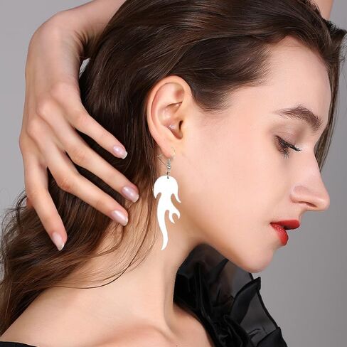 Heart Flame Fire Earrings for Women Personalized 70s 80s Lightweight Acrylic Hollow Love Heart Dangle Drop Statement Earrings Halloween Party Accessories Jewelry in Saudi Arabia