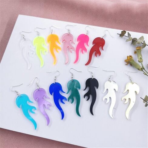 Heart Flame Fire Earrings for Women Personalized 70s 80s Lightweight Acrylic Hollow Love Heart Dangle Drop Statement Earrings Halloween Party Accessories Jewelry in Saudi Arabia